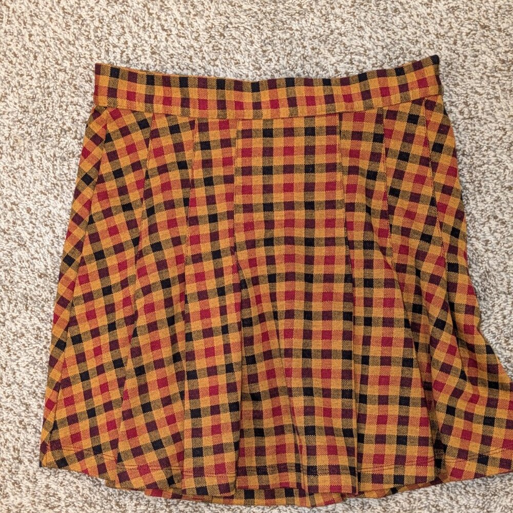 🆕 Free People Honey Plaid High Rise Heavy Fabric Skirt.‎ Size 6